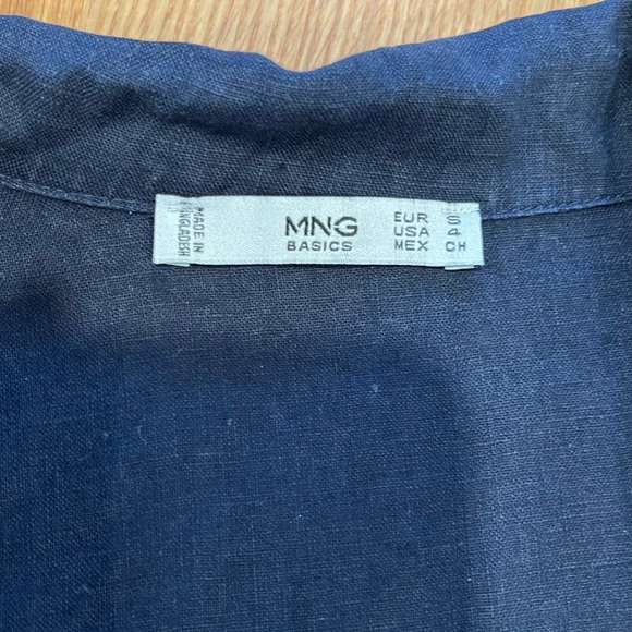 Mango MNG blue linen button up dress 4 - Picture 5 of 7